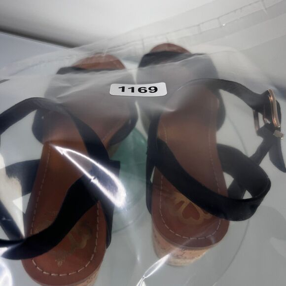 Fergalicious Pounce Wedge Sandals Black Jute Faux Suede Open Toe - Picture 8 of 8